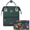Cabaïa - Zaino Adventurer Lima - Mini 10L - Idrorepellente - scomparto per PC fino a 10,5″ - 2 tasche intercambiabili - Vegan certificato - Zaino da viaggio, lavoro e scuola - Verde