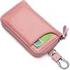 PORRASSO Astuccio Portachiavi Vera Pelle Auto Del Sacchetto Portachiavi Portatile Sacchetto Chiave Key Case con 6 Gancio per Uomo Donna Rosa