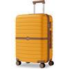 KONO Valigia Media Rigida 66,5 cm ABS+PC Trolley con 8 Ruote Leggero (65,6 cm, Giallo)