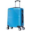 R.Leone Valigia da 1 Fino a Set 4 Trolley Rigido grande, medio, bagaglio a mano 55x40x23 cm Wizz, ITA Airways e bagaglio 45x36x20 cm EasyJet in ABS 8005 (Azzurro, S Bagaglio 55x40x23cm)