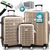 Monzana® Set di 3 Valigie Chiusura di Sicurezza TSA Organizer Bilancia Cinghia Ruote Doppie Valigia Trolley Rigido M-L-XL