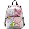 Mnsruu Zaino per bambini con ippopotamo rosa con fiore per asilo scuola materna borsa per bambini ragazze ragazzi