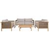 Dutch Bone DutchBone Set Outdoor Oasis con Divano, Tavolino e 2 Poltrone- Salotto da Giardino in Legno di Acacia con Cuscini Beige