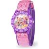 Disney Orologio da principessa per ragazze, orologio da principessa per bambini con lunetta rosa e cinturino in nylon viola, perfetto per bambine dai 4 ai 7 anni