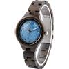LMWOOD Orologio da polso da donna in legno con incisione personalizzata in legno, orologio casual con quadrante in madreperla, Ebony01, Bracciale