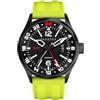 Panzera Flieger 45G Meccanico Automatico Acciaio Nero Giallo Zaffiro Data Orologio Uomo