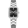 Generic SYJYM - Orologio da polso da donna, semplice, rettangolare, con strass scintillanti, stile casual, al quarzo, luminoso