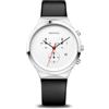 BERING 14736-404 Orologio da donna al quarzo, orologio da polso con cassa in acciaio inossidabile color argento da 36 mm, quadrante bianco, cinturino in pelle di vitello, vetro zaffiro, 3 ATM