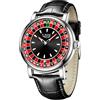 SACOSDING Orologio da uomo, unico stile roulette, al quarzo, analogico, 45 mm, in lega, impermeabile, luminoso, cinturino in pelle squisito e resistente, orologio da polso casual alla moda, Nero e