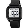 Gosasa Squar, orologio digitale da donna e uomo, quadrante con numeri grandi, multifunzione, quadrante grande, impermeabile, a LED, colore: nero