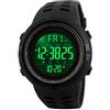 SKMEI Orologio da uomo, stile militare, sportivo, rotondo, digitale, con luce LED impermeabile, cronometro, conto alla rovescia, data, allarmi, cronografo, Grande, Moda