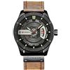 Curren Orologio da polso da uomo, al quarzo, analogico, stile militare, sportivo, nero, cinturino in pelle 8301, Nero e marrone., Militare