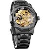 FORSINING Orologio meccanico automatico da uomo con lunetta a 12 lati diamantata e ingranaggi a vista e design Tourbillon, unico orologio da polso a maglia a rombo in acciaio inossidabile