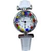 LE GEMME DI VENEZIA Orologio Donna watch in Vetro di Murano Murrina Millefiori (BIANCO)
