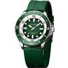 FORSINING Orologio analogico al quarzo, classico, cinturino in silicone, stile business casual, impermeabile, quadrante grande, orologio militare da uomo, Verde, Cinturino