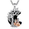 INFUSEU Collana Albero della Vita Mezzaluna in Ossidiana Regalo per Mamma e Figlia Gioiello di Famiglia Legame Indissolubile