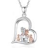 INFUSEU Collana Mamma con Figlio e Figlia Ciondolo a Cuore con Silhouette Madre di Tre Bambini Gioiello di Famiglia Regalo per Lei Unico e Sentimentale
