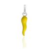 Donipreziosi Ciondolo Smaltato a forma di Corno Portafortuna - Pendente Cornetto napoletano in Argento per Collana o Bracciale Uomo o Donna, Scaramanzia - 3,5 cm Giallo