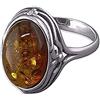 Designer Inspirations Boutique fancy-edged ovale cognac Amber - Anello in argento Sterling 925 - arancione marrone ambra gioielli m-r disponibili - , argento, 58 (18.5), cod. R9604B-M&M-CME-Q