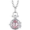 Morella Catenina Donna Angelo Custode in Acciaio Inox 70 cm con Ciondolo a cuoricino e Sfera Rosa Ø 16 mm in Sacchetto di Velluto