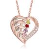 Lam Hub Fong Collana con Nome Personalizzabile Ciondolo Cuore Argento 925 Collana Donna Oro Rosa Regalo per Natale Festa Della Mamma San Valentino (Rosa-4 nome)