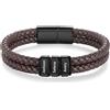 Presentimental Bracciale da Uomo in Pelle Personalizzato Acciaio Inossidabile Bracciali con 1-5 Anelli Nome Regalo per Papà, Marito, Fidanzato (marrone-3 nome)