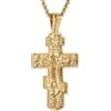 HZMAN - Collana con croce ortodossa orientale per uomo e donna, retrò, religiosa, crocifisso di Gesù, croce bizantina, pendente cristiano, gioielli regalo, 3.3 cm x 5.2 cm, Acciaio inossidabile, Non
