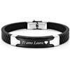 amorili Bracciale Uomo in Caucciù Personalizzabile con Incisione - Piastra in Acciaio Inox con Dettagli Neri - Gioiello Maschile Personalizzato con Frasi e Date - Idea Regalo Uomo
