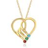ALBERTBAND Collana Cuore Personalizzata con 2/3/4/5/6 Nome Pietre di nascita Argento Sterling 925 Ciondolo Madre Figlia Gioielli Regalo per Mamma Festa Della Mamma Natale (Oro-3 stone)