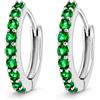 LES FOLIES DI PAOLA GRIECO Coppia di Orecchini a Cerchio Verde cerchietti strass in argento 925 rodiato - Hoops Collection (9mm)