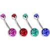 Modern Nature Piercing-Schmuck Titanio Piercing Da Ombelico 4er Set Banana in 1,6 x 14 mm mit 8+5 mm Sfere in pietra in rosa, rosso, turchese-verde, blu scuro