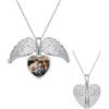 GBTROEY Collana con medaglione con foto personalizzata, collana con ciondolo con immagine a forma di ali di angelo, regali di gioielli commemorativi per le donne della mamma