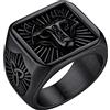 FaithHeart Vichingo Anello Uomo Lupo in Rilievo Totem del Lupo Anello Argento Nero Oro Vintage Non Sbiadisco Aantiallergico con Runa Retro con Nodo Celtico Taglia US 7-14 IT 14-32