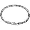 ForFox Bracciale bizantino in argento sterling 925 bracciale a catena a maglie tonde con chiusura Vajra Dorje per uomo e ragazzo 4mm 18cm