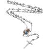 INBLUE Collana Rosario Personalizzata con Foto Incisa Testo Posteriore Collana Rosario Cattolico per Donne Acciaio Inossidabile Croce Y Collana Catena Rosario Preghiera Regali - Argento