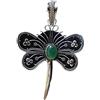 Tibetan Silver Naturale Onice Verde Pietra Preziosa Farfalla Ciondolo per Donne, Fatti a Mano Filigrana Placcato Argento Gioielli di Moda, Tribale Etnico Progettista Collana Ciondolo per Festa