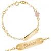 Sakrami Bracciale in Argento 925 Piastrina Incidibile per Bambini con Fiorellino e Cuore + Confezione Regalo Personalizzata - Braccialetto per Nascita Comunione o Battesimo