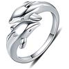 GAOHONGMEI TheBigThumb - Anello regolabile in argento Sterling 925 con apertura a doppio delfino, ideale come regalo di compleanno per ragazze Argento Taglia unica
