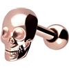 PIERCINGLINE - Piercing per orecchio, in acciaio chirurgico, con teschio, colori assortiti e Acciaio inossidabile, colore: oro rosa., cod. SO486-RO