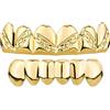 OYOGAA Grillz for Your Teeth, Grillz placcato oro 18 K, per uomo, hip hop, 6 denti, con barre di stampaggio extra, Medium, Ottone, Nessuna pietra preziosa