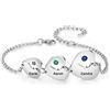ALBERTBAND Bracciale Cuore Personalizzato per Donna Ciondolo in Argento con Incisione 3 Nomi e Pietre Braccialetti Madre Figlia Regolabili Regalo per la Festa della Mamma Compleanno Natale (#2)