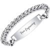 OTXIXTO Bracciali ID Personalizzato per Uomo/Donna Bracciale Maglie in Acciaio Inossidabile con Nome/Data/Testo Bracciale Personalizzato con Targhetta in Argento con 17.5cm Catena di Grano in Argento