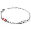 gioiellitaly Bracciale argento 925 bambina bambino targa per incisione personalizzabile con auto Formula 1 smalto rosso regalo bimba bimbo