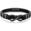 Glooraca Braccialetto Personalizzato per Uomo Papà Nome Personalizzato Infinity Braccialetti in Pelle Regalo per la Festa del Papà da Figlio Figlia, Misura unica, Acciaio inossidabile, Nessuna pietra
