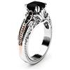 Generic Anello vintage in argento sterling 925 con gemma nera Anelli da cocktail Taglio quadrato Onice Marcasite Cubic Zirconia Anniversario Promessa Eternità Fede nuziale di fidanzamento per le donne TZ.37