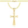 AMAR PRAGNA, collana in oro 925/585 con croce per donna/uomo, intrecciata originale, larghezza 3,8 mm, collana in oro, collana con croce in oro 585, 55 cm, Argento sterling