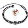 INBLUE Personalizzato Foto Proiezione Bracciale per Coppia Bracciale a Catena in Acciaio Inox con Perlina di Proiezione con Foto Interna Regali Memoriali per Donne - Nero