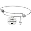 amorili Bracciale Donna Personalizzato Personalizzabile con Incisione in Acciaio Inox Rigido - Incisione Nome Data Frase - Ciondolo Chiave di Violino Musica - Idea Regalo Elegante