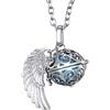 Morella Catenina Donna Angelo Custode in Acciaio Inox 70 cm con Ciondolo ad Ali di Angelo e Sfera Blu Chiaro Ø 16 mm in Sacchetto di Velluto