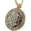 HZman Talisman Seal Solomon Six-Pointed Star 12 Costellazione Ciondolo in Acciaio Inox Collana 61 cm Catena e Acciaio Inossidabile, Colore: Gold, cod. P7101B